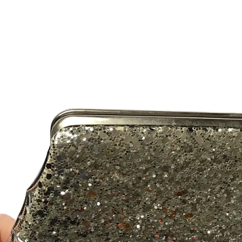 Vintage Silver Glitter Evening Clutch